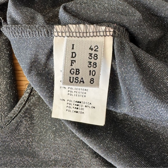 Moschino Cheap & Chic Silver Metallic Ruffle Top US 8 Ruched Flutter Sleeve - Picture 6 of 10